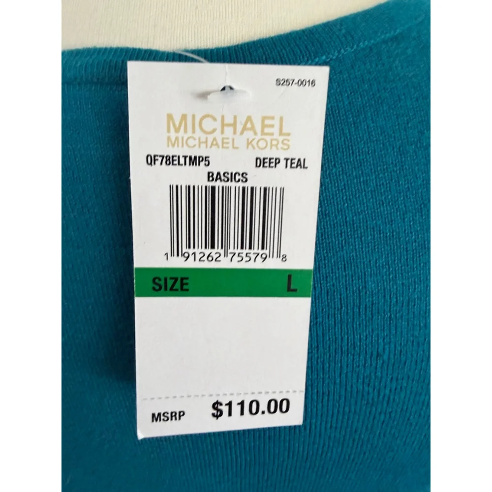 Women's Michael Kors Deep Teal Keyhole long sleeve dress L